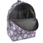 Purple And White Volleyball Print Backpack