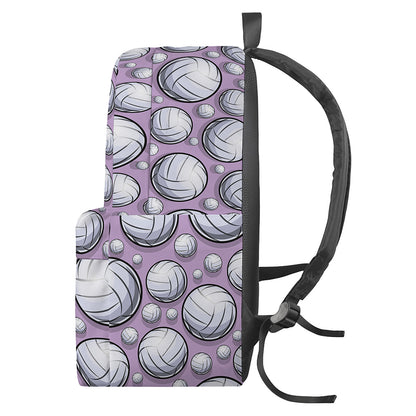 Purple And White Volleyball Print Backpack