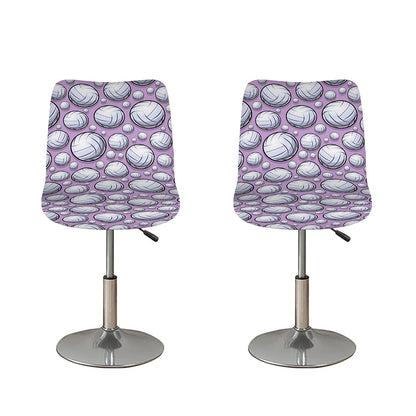 Purple And White Volleyball Print Bar Stool Covers