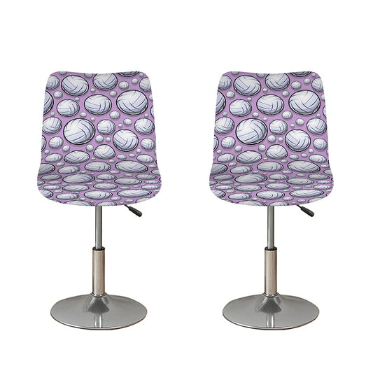 Purple And White Volleyball Print Bar Stool Covers