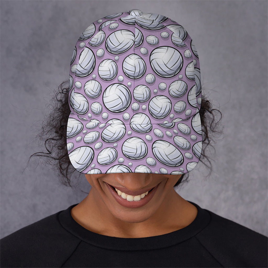 Purple And White Volleyball Print Baseball Cap