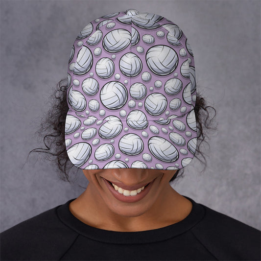 Purple And White Volleyball Print Baseball Cap