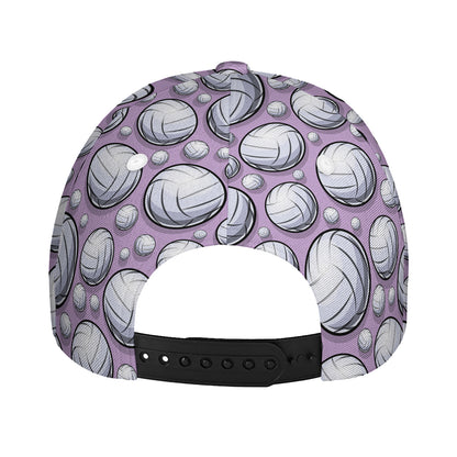 Purple And White Volleyball Print Baseball Cap