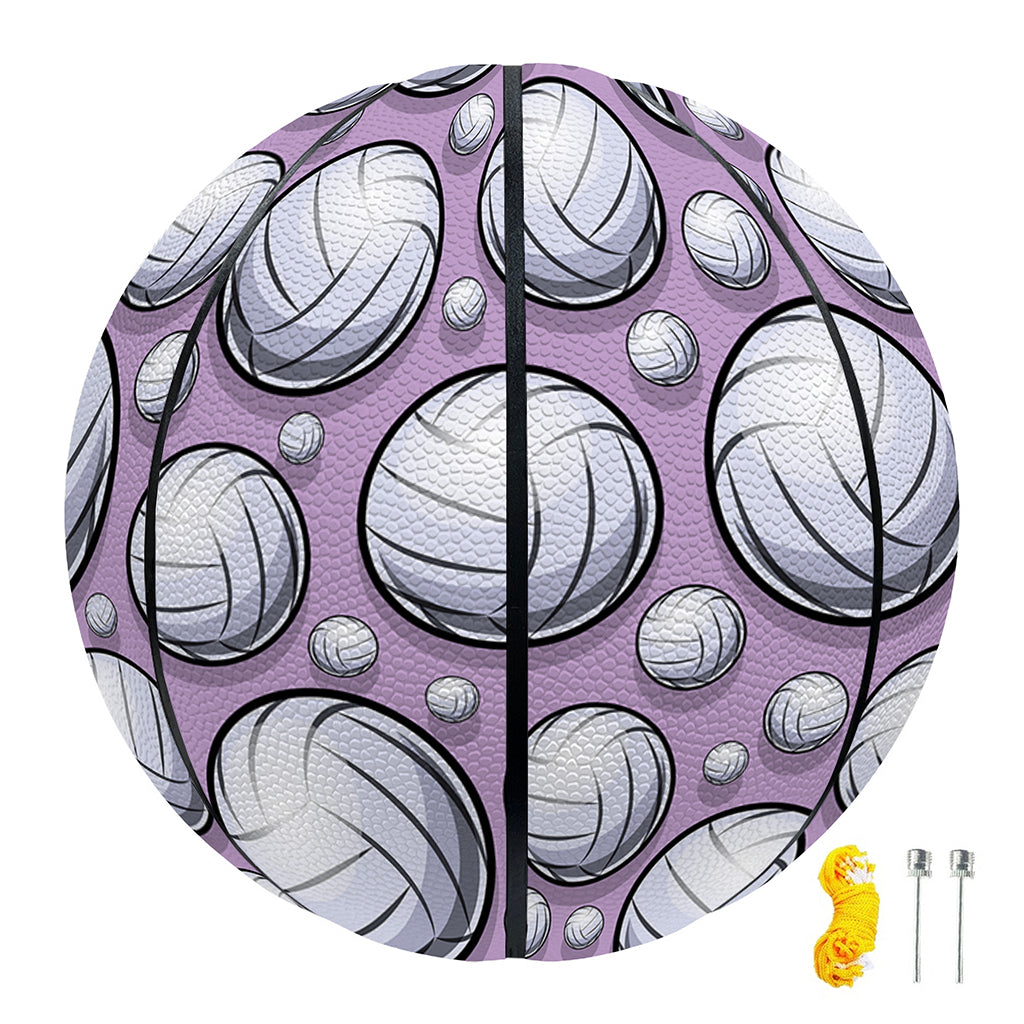Purple And White Volleyball Print Basketball