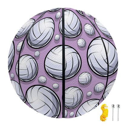 Purple And White Volleyball Print Basketball