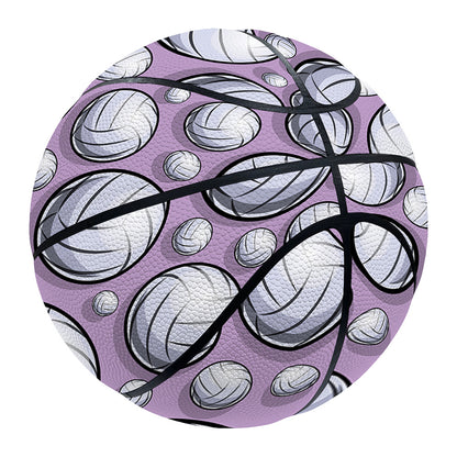 Purple And White Volleyball Print Basketball