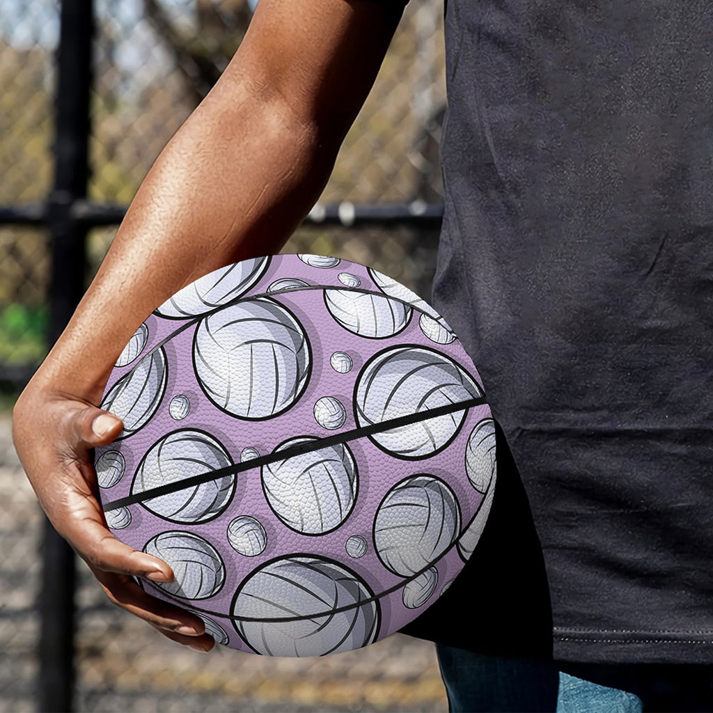 Purple And White Volleyball Print Basketball