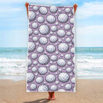 Purple And White Volleyball Print Beach Towel