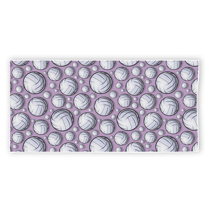 Purple And White Volleyball Print Beach Towel