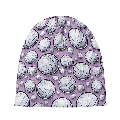 Purple And White Volleyball Print Beanie