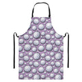 Purple And White Volleyball Print Bib Apron With Pocket