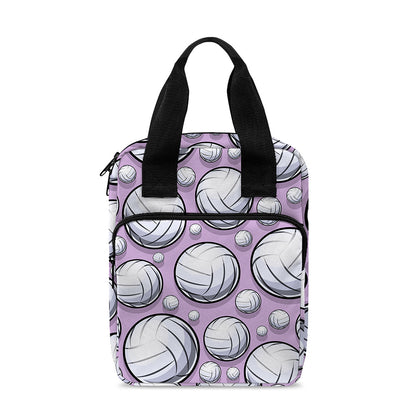 Purple And White Volleyball Print Bible Tote Bag