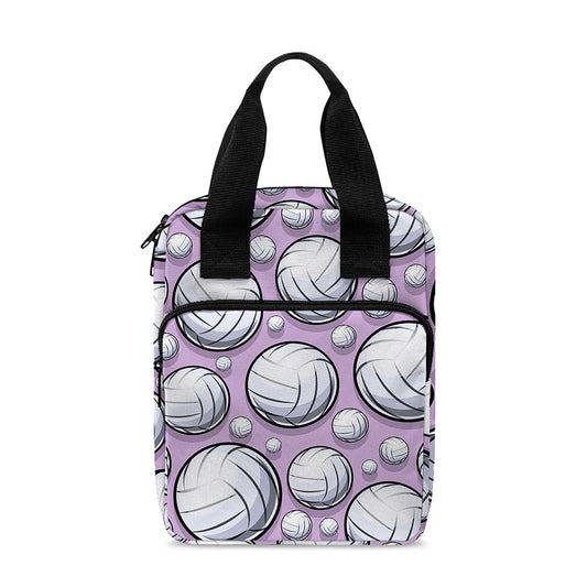 Purple And White Volleyball Print Bible Tote Bag