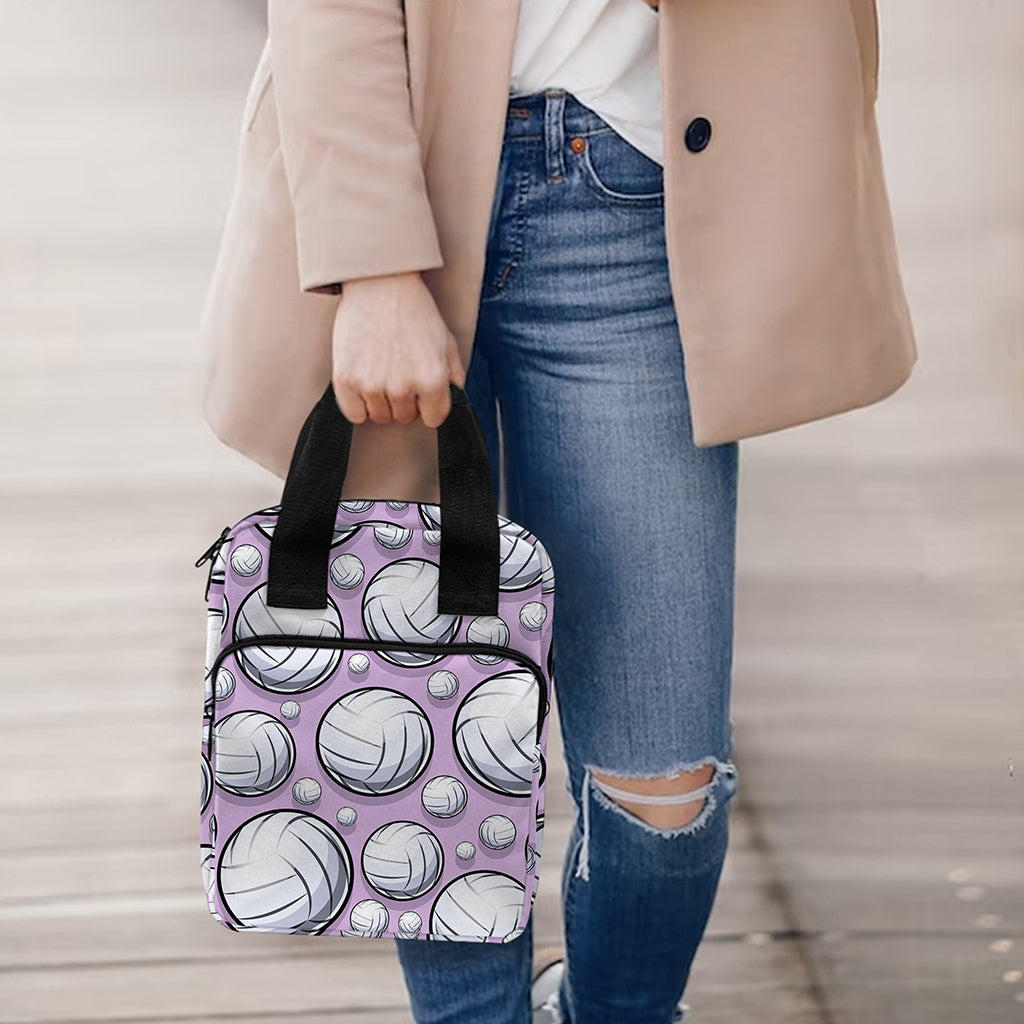 Purple And White Volleyball Print Bible Tote Bag
