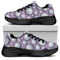 Purple And White Volleyball Print Black Chunky Shoes