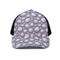 Purple And White Volleyball Print Black Mesh Trucker Hat