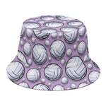 Purple And White Volleyball Print Bucket Hat