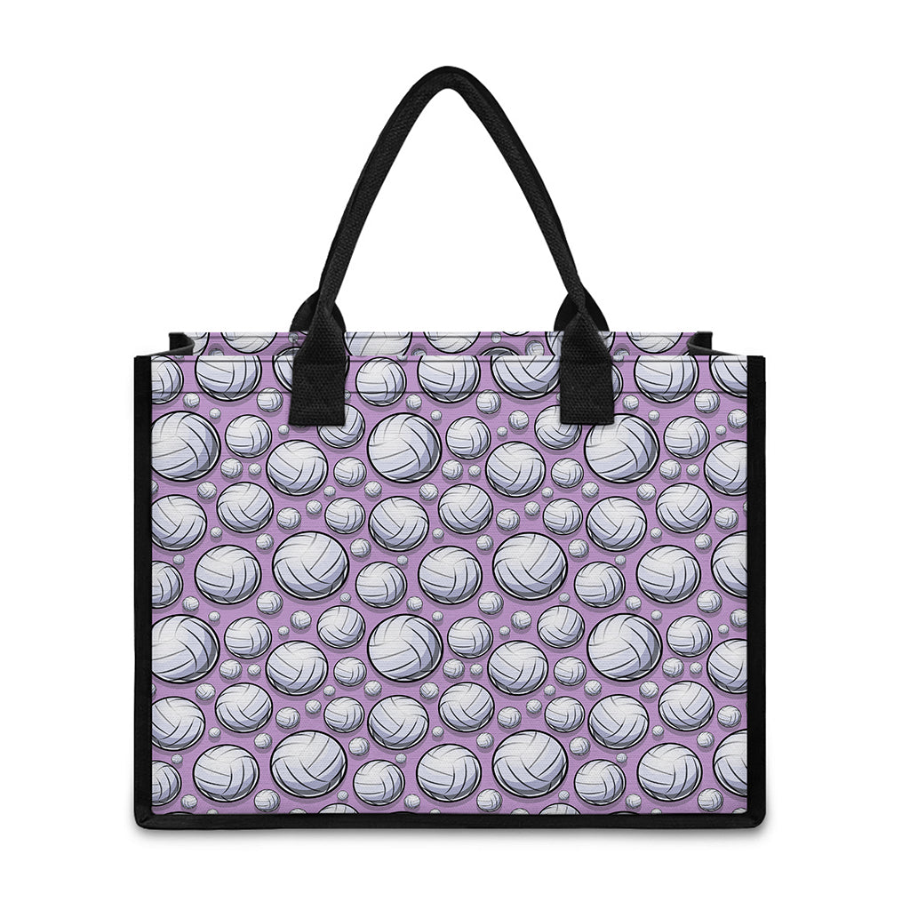 Purple And White Volleyball Print Canvas Tote Bag
