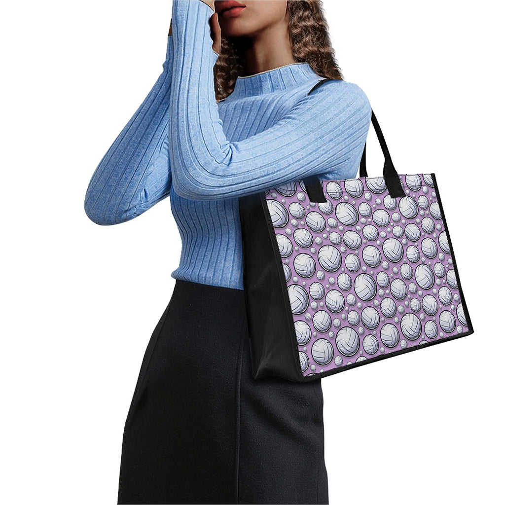 Purple And White Volleyball Print Canvas Tote Bag