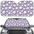 Purple And White Volleyball Print Car Windshield Sun Shade