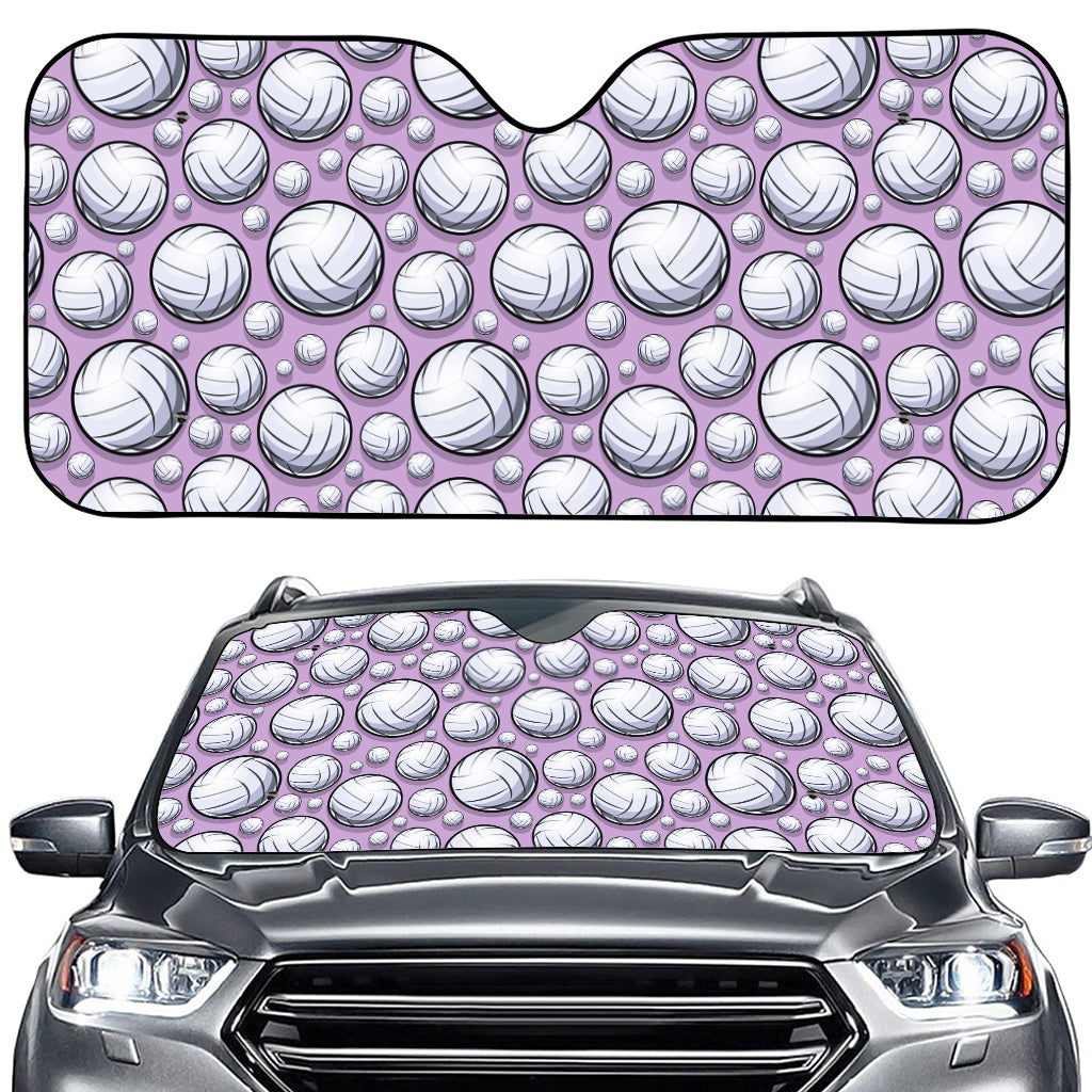 Purple And White Volleyball Print Car Windshield Sun Shade
