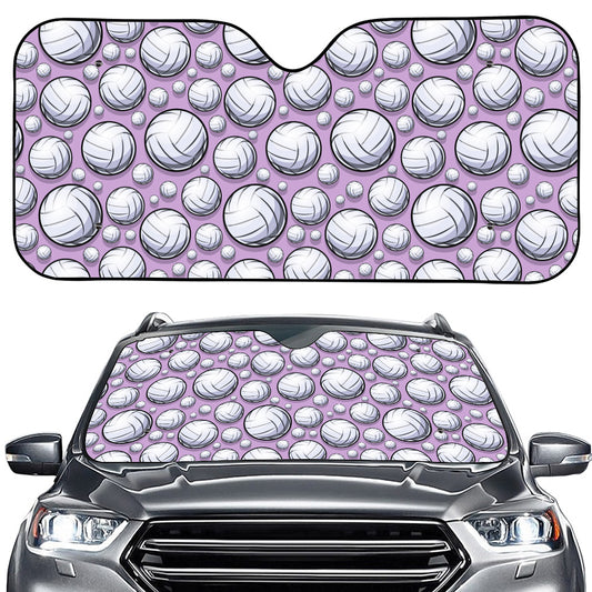 Purple And White Volleyball Print Car Windshield Sun Shade