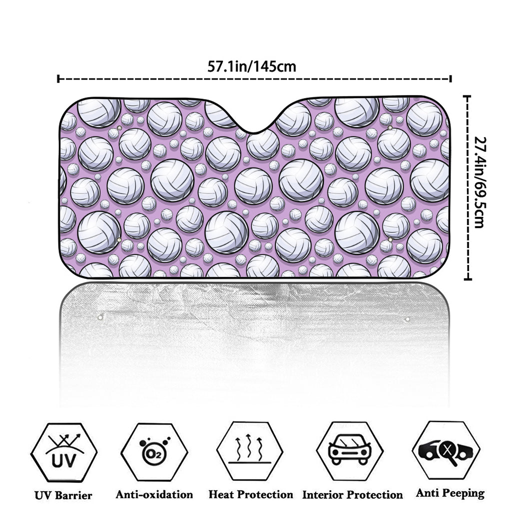 Purple And White Volleyball Print Car Windshield Sun Shade