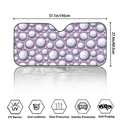 Purple And White Volleyball Print Car Windshield Sun Shade