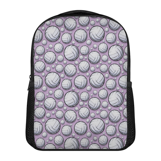 Purple And White Volleyball Print Casual Backpack