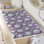 Purple And White Volleyball Print Changing Pad Cover