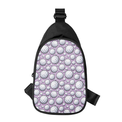 Purple And White Volleyball Print Chest Bag