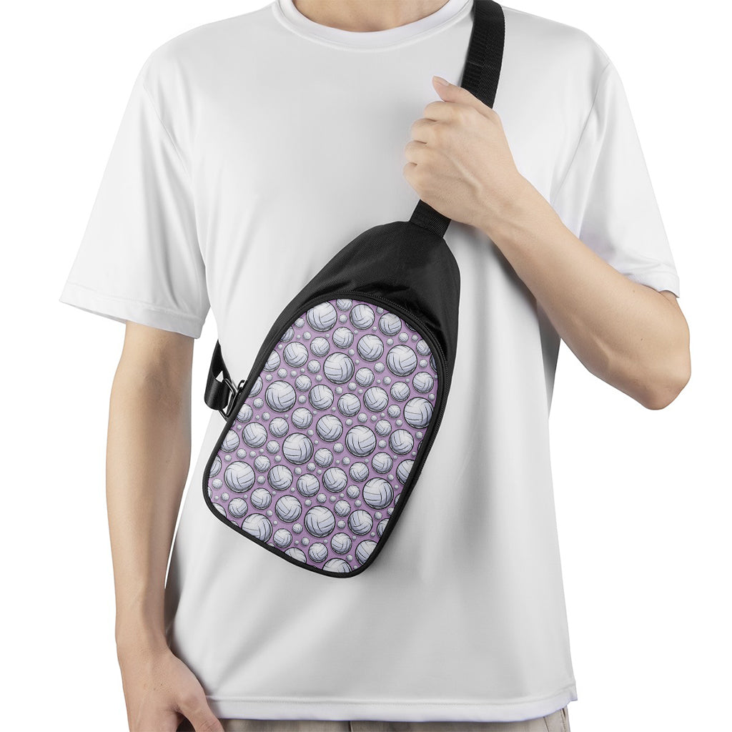 Purple And White Volleyball Print Chest Bag