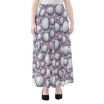 Purple And White Volleyball Print Chiffon Maxi Skirt