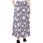 Purple And White Volleyball Print Chiffon Maxi Skirt