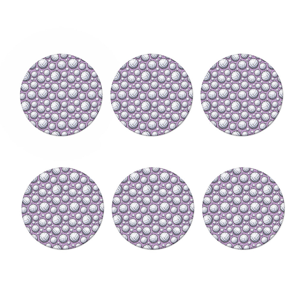 Purple And White Volleyball Print Coaster Set