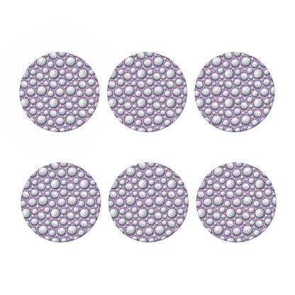 Purple And White Volleyball Print Coaster Set