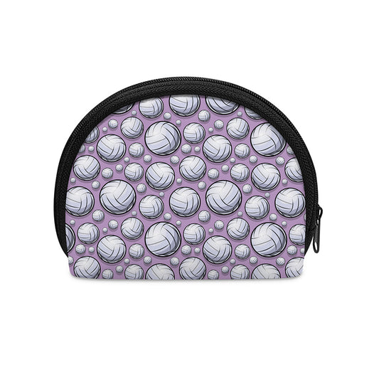 Purple And White Volleyball Print Coin Purse