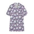 Purple And White Volleyball Print Cotton Hawaiian Shirt