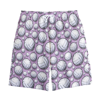 Purple And White Volleyball Print Cotton Shorts