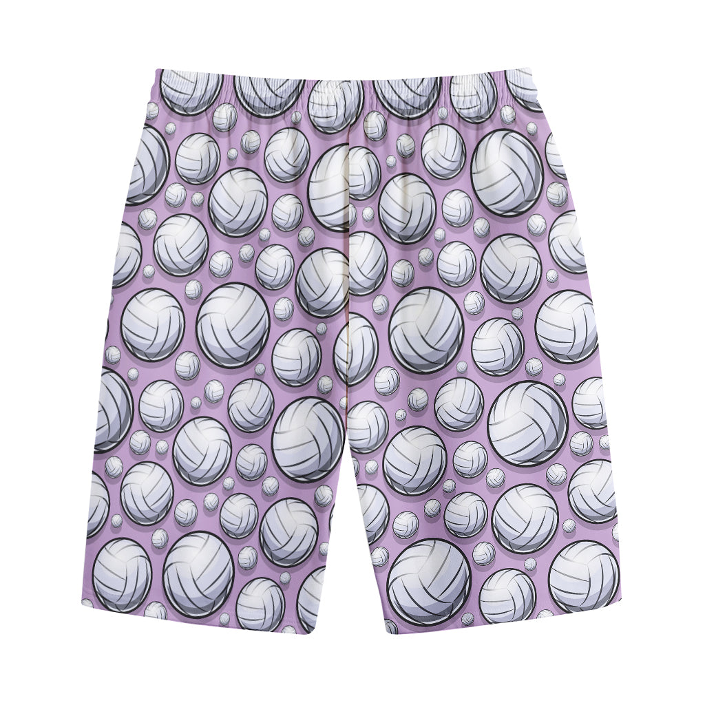 Purple And White Volleyball Print Cotton Shorts