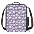 Purple And White Volleyball Print Crossbody Lunch Bag