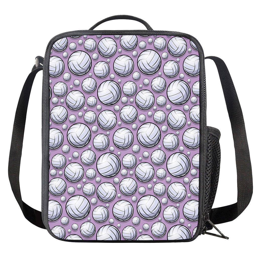 Purple And White Volleyball Print Crossbody Lunch Bag