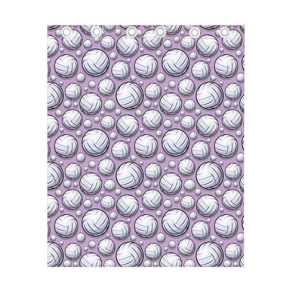 Purple And White Volleyball Print Curtain