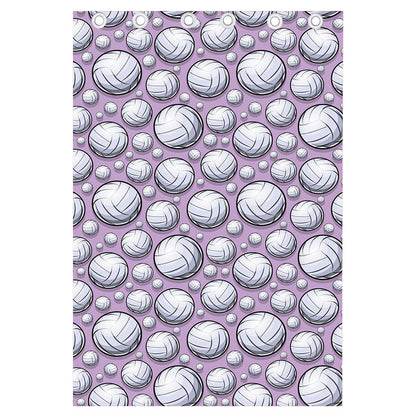 Purple And White Volleyball Print Curtain