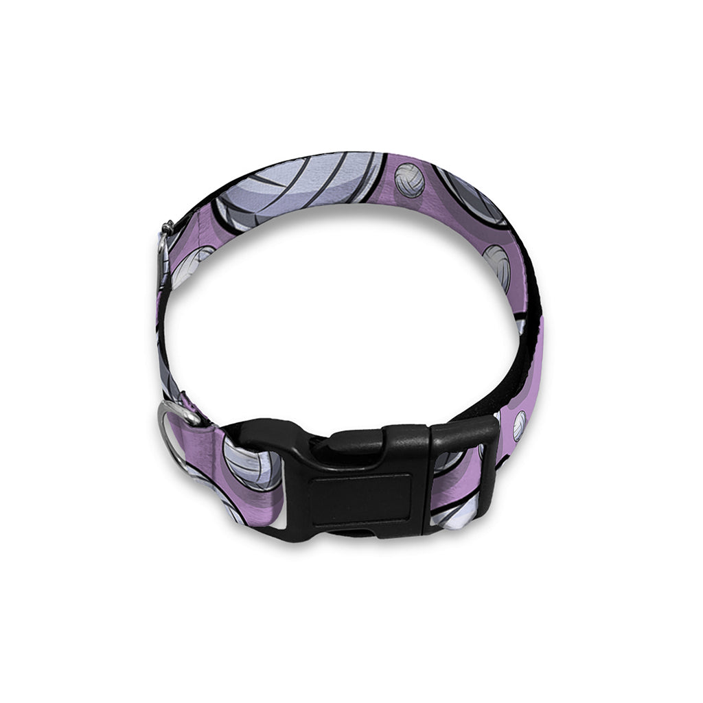 Purple And White Volleyball Print Dog Collar