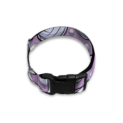 Purple And White Volleyball Print Dog Collar