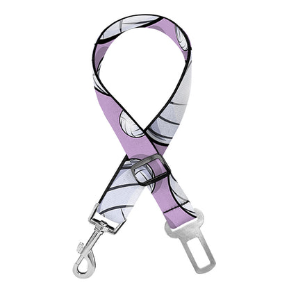 Purple And White Volleyball Print Dog Seat Belt