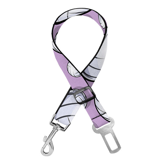 Purple And White Volleyball Print Dog Seat Belt