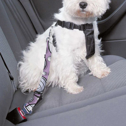 Purple And White Volleyball Print Dog Seat Belt