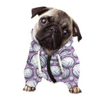 Purple And White Volleyball Print Dog Zip Up Hoodie